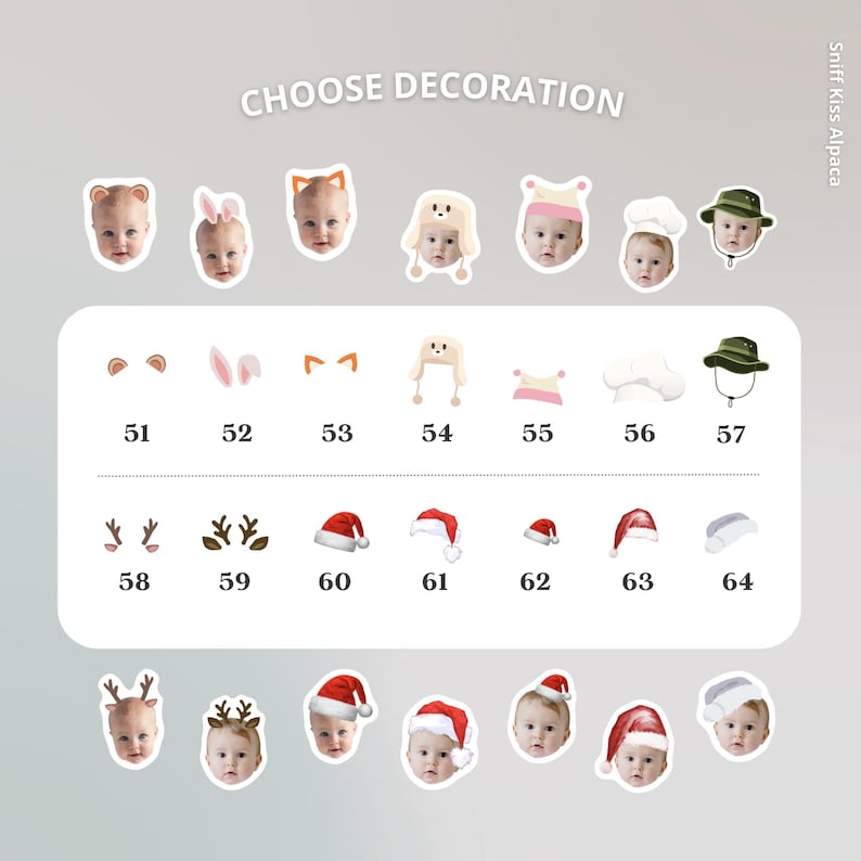 One face Custom photo stickers Cutout Personalized Name Stickers Waterproof Stocking stuffer Gift on a Budget Journal Scheduler | Christmas imagen 7