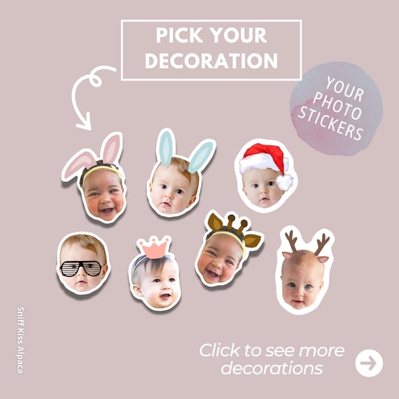One face Custom photo stickers Cutout Personalized Name Stickers Waterproof Stocking stuffer Gift on a Budget Journal Scheduler | Christmas
