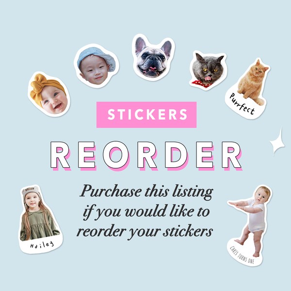 REORDER your custom stickers Face photo stickers Name Personalized Waterproof Non-waterproof stocking stuffer Goodie Journal Christmas gift