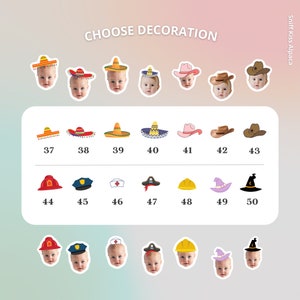 Sombrero hats, cowboy hats, Fireman's helmet, police's hat, nurse's hat, pirate's hat, construction hat, witch's hat