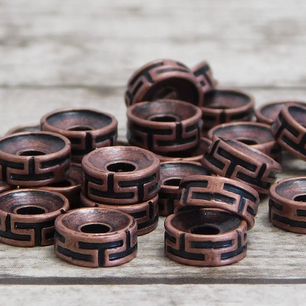 Rondelle Spacer Beads - Metal Beads - Antique Copper - Copper Beads - Copper Spacers - Spacer Beads - 7x3mm - (B578)