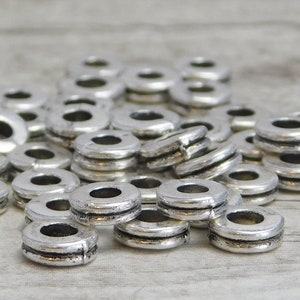 Silver Spacer Beads - Antique Silver Spacers - Metal Spacers - Metal Beads - Spacer Beads - 100pcs - 6x2mm - (5692)