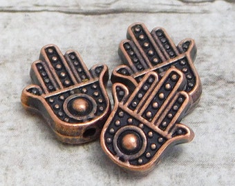 Hand Bead - Hamsa Beads - Hamsa Charm - Copper Spacer Beads - Metal Spacers - Hand Charms - Hand of Fatima - 20pcs - (1818)