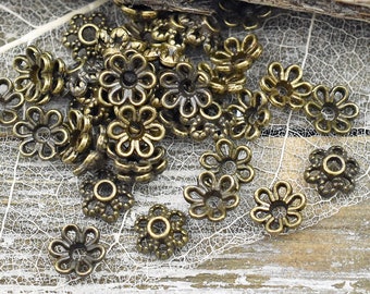Bead Caps - 6mm Bead Caps - Bronze Bead Caps - Metal Bead Caps - Metal Beads - Bronze Spacers - Spacer Beads