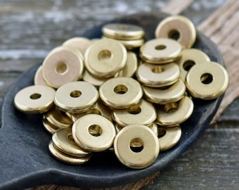 Metal Beads - Metal Spacers - Spacer Beads - Brass Spacers - Heishi Spacers - Washer Spacer - 8mm Spacers - 8x2mm - 100pcs - (B325)