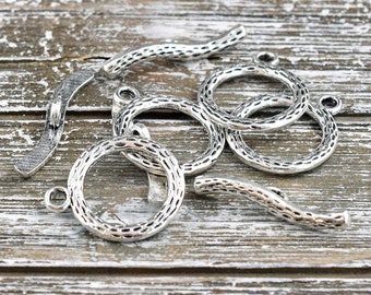 Toggle Clasps - Silver Toggle Clasp - Metal Clasp - Jewelry Clasp - Round Toggle Clasp - Bead Findings - 19mm  - 4 Sets - (1553)