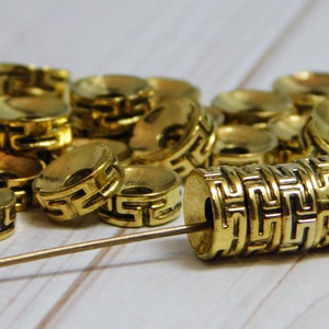 Rondelle Spacer Beads - Metal Beads - Antique Gold - Gold Beads - Gold Spacers - Spacer Beads - 7x3mm - (B420)