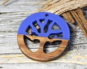 Tree of Life Pendant - Boho Pendant - Wood Pendant - Resin Pendant - Wood Resin Pendant - Jewelry Pendant - 28mm - (A206)