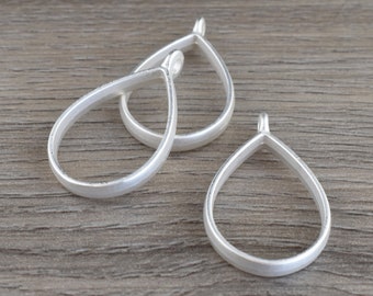 Hollow LARGE CRESCENT MOON Pendants Silver FLAT Open Back Bezel Resin Jewellery