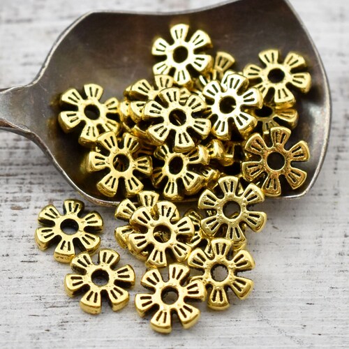 Metal Beads Daisy Spacers Gold Daisy Spacers Heishi Etsy