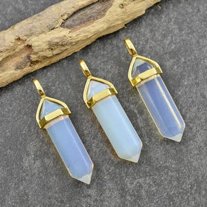 Gemstone Point Pendant - Hexagon Pendant - Opalite Pendant - 40mm - (6071)