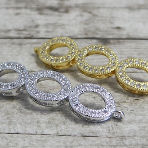 Rhinestone Bar - Bracelet Connector - Bracelet Link - Bracelet Bar - Zircon Beads - Micro Pave Beads - Metal Beads - Curved Bar - 1pc