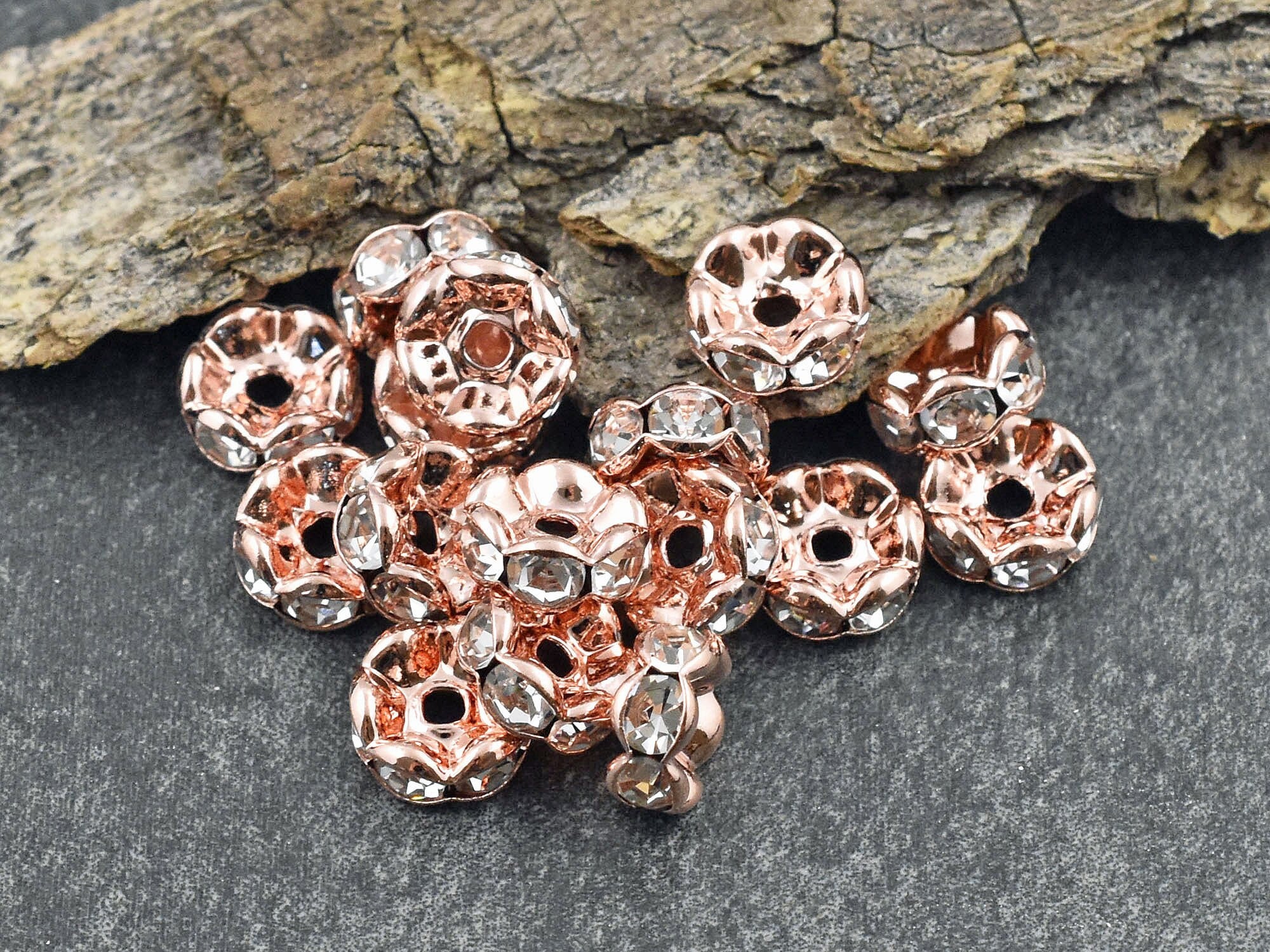 7x3mm Rose Gold Rondelle Spacer Beads