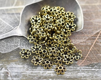 Gold Bead Caps - 6mm Bead Caps - Metal Bead Caps - Metal Beads - Antique Gold - Spacer Beads - Choose Your Qty