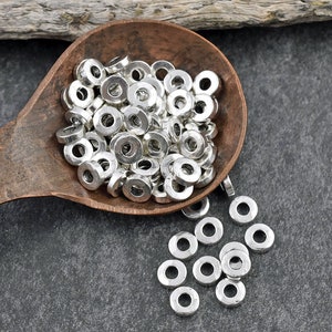 Metal Spacers - Silver Spacer Beads - Antique Silver Spacers - Metal Beads - Spacer Beads - 100pcs - 6x2mm - (1811)