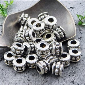 Metal Beads - Silver Beads - Silver Spacers - Metal Spacers - Large Hole Beads -  100pcs - 4x6mm -  (3131)