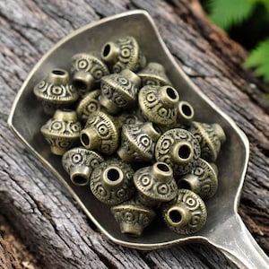 Metal Beads - Bronze Beads - Bronze Spacers - Bronze Spacer Beads - Antique Bronze - Bronze Bicone Beads - 6mm Spacer Beads - 100pcs -(4454)