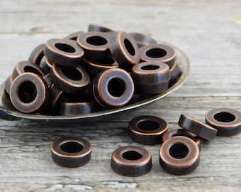 Copper Spacer Beads - Antique Copper Spacers - Metal Spacers - Metal Beads - Spacer Beads - 100pcs - 6x2mm - (B176)