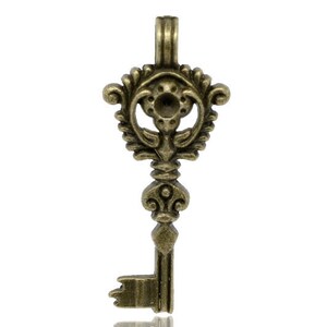 Metal Charms Skeleton Key Key Pendant Key Charm Boho Pendant Bronze Pendant Victorian Key 46x19mm B763 image 8