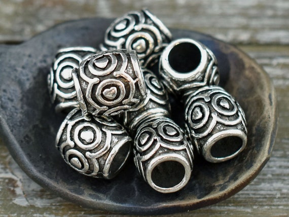 Buy Metal Beads Large Hole Beads Silver Beads Beads for Leather Tibetan Beads 10x9mm 10pcs B449 Online in India Etsy