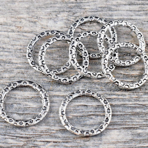 Link Rings - Closed Rings - Silver Rings - Metal Rings - Jewelry Findings - 18mm - 20pcs - (A153)