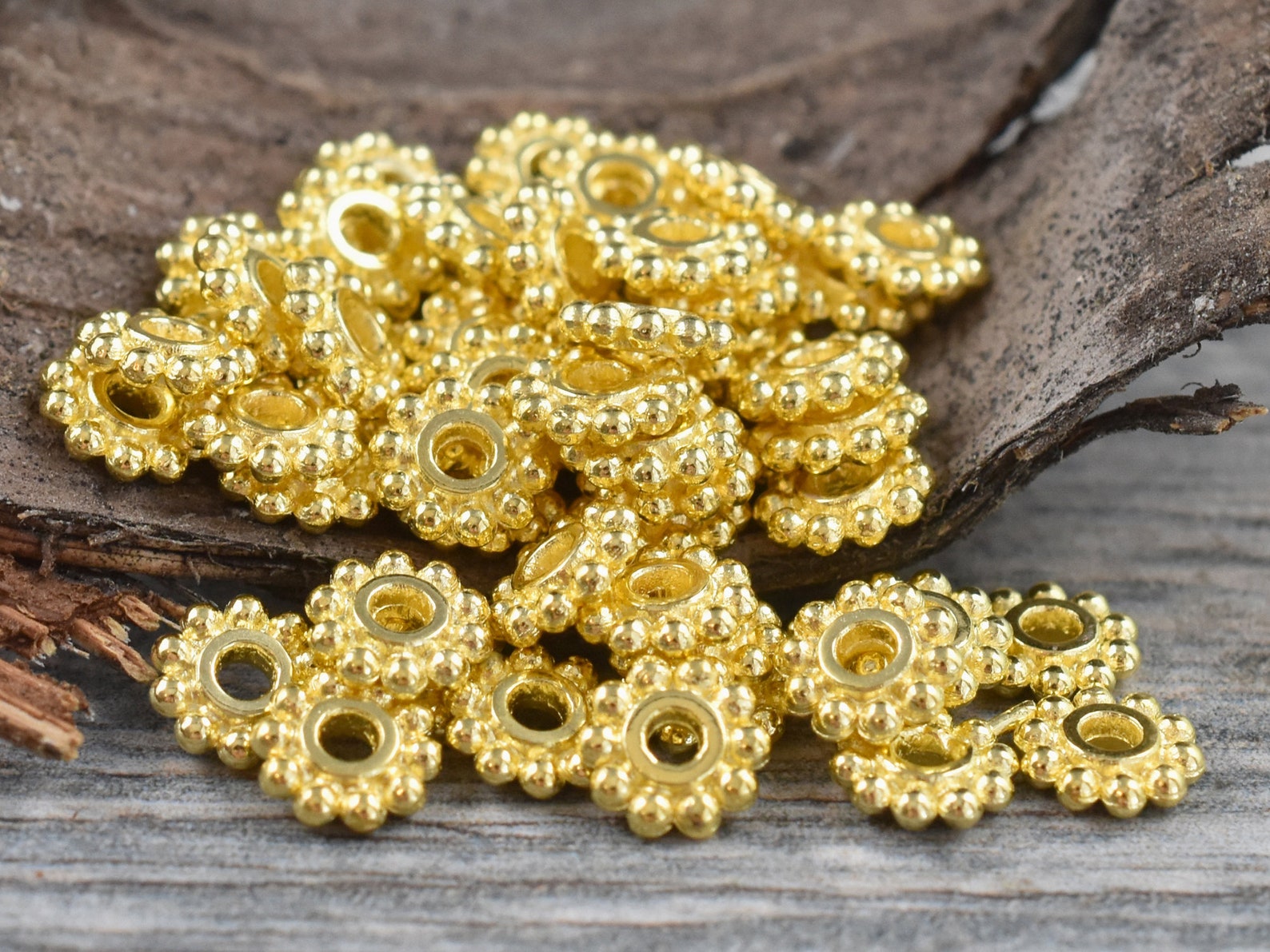 Metal Beads Daisy Spacers Gold Daisy Spacers Heishi Etsy