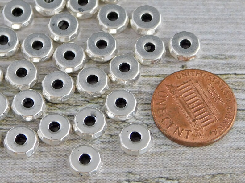 Metal Beads Washer Beads Antique Silver Beads Silver Etsy