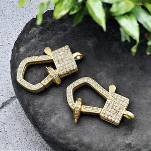 Lobster Clasp - Rhinestone Clasp - CZ Lobster Clasp - Pave Clasp - 25x15mm - 1pc - (3519)