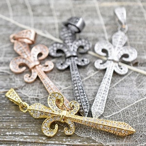 Fleur De Lis Pendant - Fleur De Lis Charms - Rhinestone Pendant - Rhinestone Charms - Pave Charms - Choose Your Color