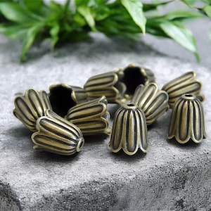 Kumihimo Caps - Tassel Caps - Bead Caps - Bronze Tassel Cap - Tassel Supplies - Tassel Supply - End Caps - 10mm - 20pcs - (5913)