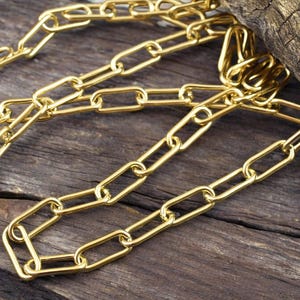 Paper Clip Chain - Gold Chain - Stainless Steel Chain - Sold by the foot - 17x7mm - (CH-G06)