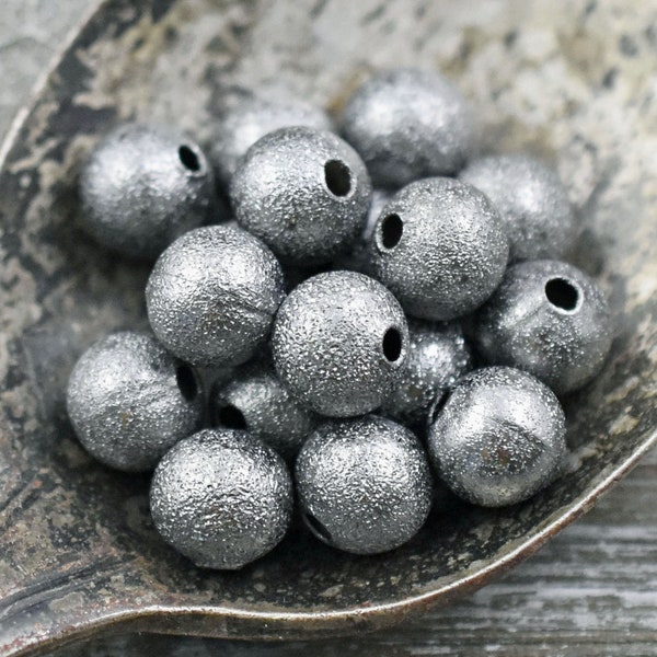 Stardust Beads - Metal Beads - Gunmetal Beads - Spacer Beads - Round Beads - Ball Beads - Brass Beads - Choose Your Size