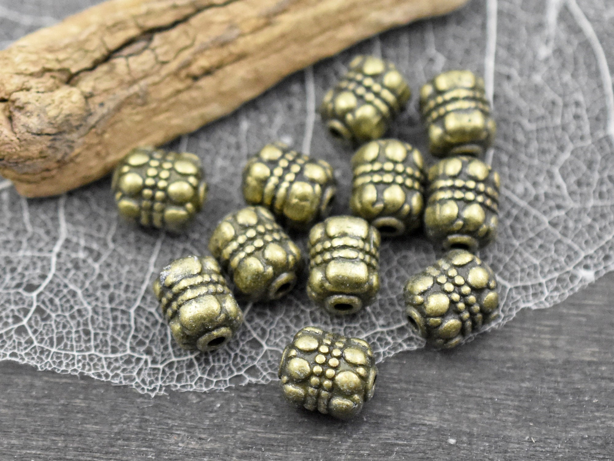 *10* 10mm Antique Silver Ornate Coin Spacer Beads Czech Glass Beads by GR8BEADS - The Bead Obsession