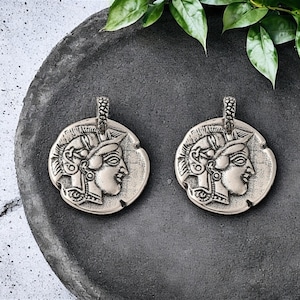 Roman Coin Charms - Replica Coin Pendant - Metal Charms - Ancient Coin Charms - Silver Charms - 20x18mm - 2pcs - (1756)