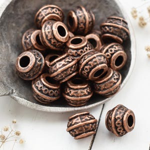Metal Beads - Large Hole Beads - Copper Spacers - Spacer Beads - 3mm Hole Bead - Large Hole Spacer - 9x7mm - 50pcs - (183)