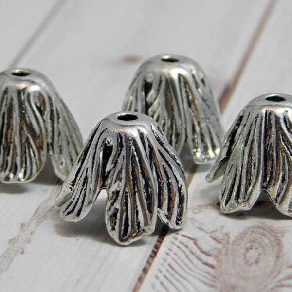 Tassel Caps - Silver Tassel Cap - Bead Caps - DIY Tassel - Tassel Supply - Tassel End Caps - 4pcs - 18x14mm - (3086)