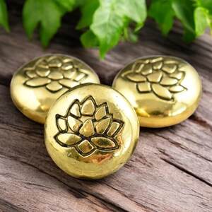 Metal Beads - Lotus Flower Beads - Gold Beads - Antique Gold - Meditation Beads - Mala Beads - 14mm - 10pcs - (2167)