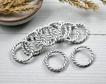 Close Jump Rings - Twisted Jump Rings - Silver Jump Rings - 15mm - 12 Gauge - 50pcs - (3006)