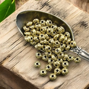 Metal Beads - Gold Spacer Beads - Metal Spacers - Antique Gold Beads - 6mm Spacers - 100pcs - (A117)