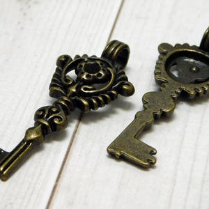 Metal Charms Skeleton Key Key Pendant Key Charm Boho Pendant Bronze Pendant Victorian Key 46x19mm B763 image 7