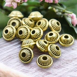 Metal Spacers - Metal Beads - Gold Beads - Gold Spacers - Antique Gold - Saucer Beads - 5x7mm