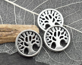 Tree Of Life Beads - Metal Beads - Silver Spacers - Spacer Beads - Antique Silver - Silver Beads - Tree Beads - 4pcs - 18mm - (3578)