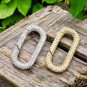 Carabiner Clasp - CZ Clasp - Rhinestone Clasp - Micro Pave Clasp - Metal Clasps - 33x18mm - 1pc - Choose your color