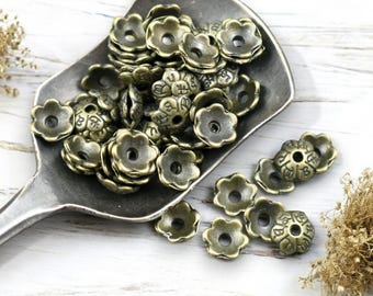Bead Caps - 6mm Bead Cap - Bronze Bead Cap - Flower Bead Caps - Metal Bead Caps - Metal Beads - Bead Findings - 250pcs - (5669)