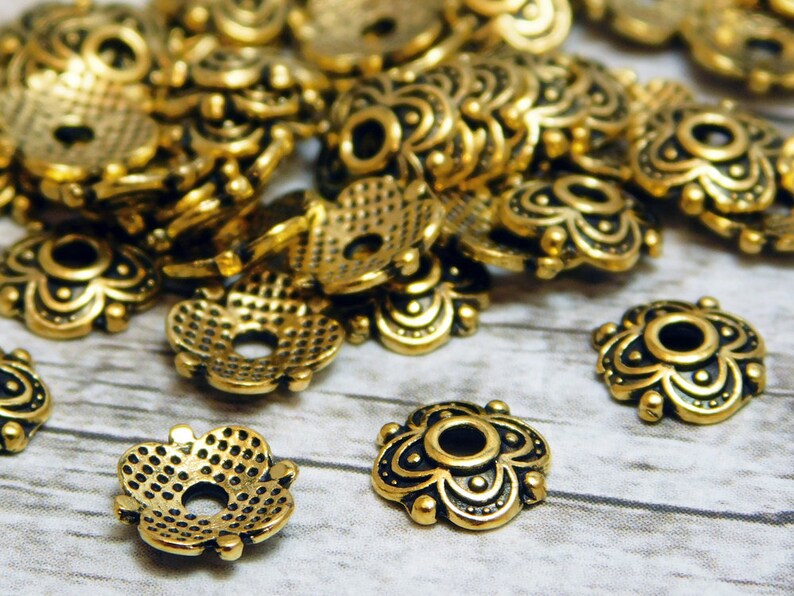 Gold Bead Caps 8mm Bead Caps Metal Bead Caps Metal Beads Etsy