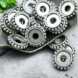 Metal Beads - Silver Spacers - Antique Silver Beads - 10mm Spacers - Silver Spacer Beads - Metal Spacer Beads - 10x2mm - 50pcs - (3655)
