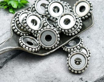 Metal Beads - Silver Spacers - Antique Silver Beads - 10mm Spacers - Silver Spacer Beads - Metal Spacer Beads - 10x2mm - 50pcs - (3655)
