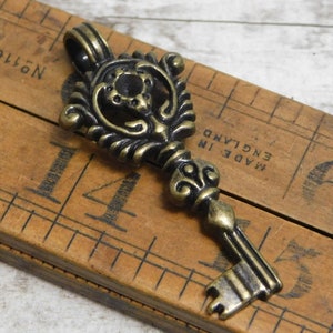 Metal Charms Skeleton Key Key Pendant Key Charm Boho Pendant Bronze Pendant Victorian Key 46x19mm B763 image 3