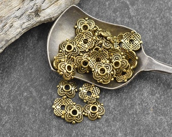 Gold Bead Caps - 8mm Bead Caps - Metal Bead Caps - Metal Beads - Gold Beads - Bead Findings - 100pc -  (B949)