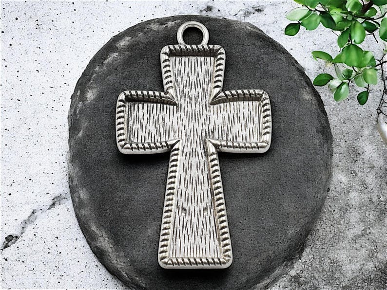 Metal Pendant - Cross Pendant - DIY Resin Jewelry - Open Bezel Pendant - 70x43mm - 2pcs Silver (1019)